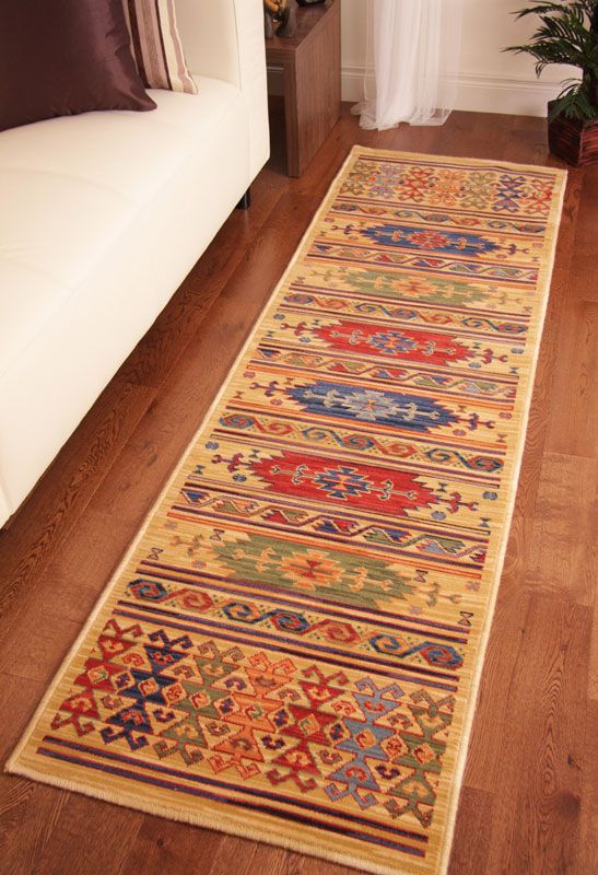 Mandala Yellow Mustard Long Hall Runner Rug Quality Wool Carpet Mat 5